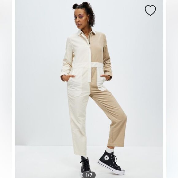 Brixton Mersey Coverall Jumpsuit Corduroy Colorblock NWT Size L - Picture 2 of 16